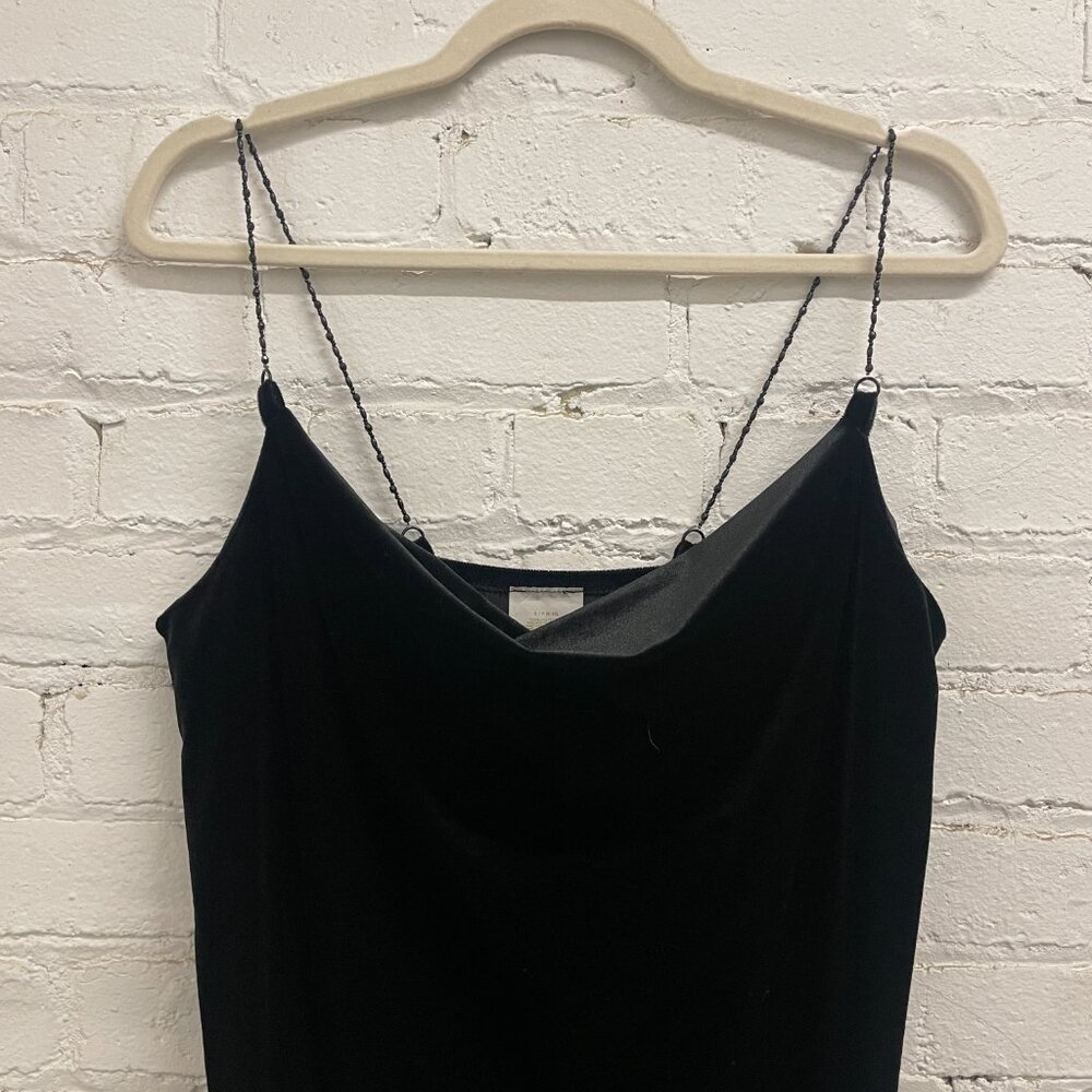 Soft Black Velvet dress Beaded straps
